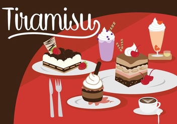 Tiramisu and Dessert Set - vector #442465 gratis