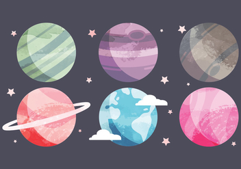 Vector Watercolor Planets Collection - бесплатный vector #442595