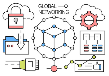 Free Linear Global Networking Vector Icons - Free vector #442625