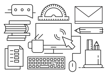 Free Vector Illustration with Office Desk Objects and Elements - бесплатный vector #442635