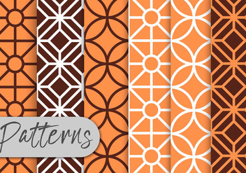 Orange Line Art Pattern Set - vector gratuit #442965 