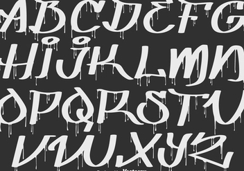 Vector Hand Drawn Graffiti Alphabet With Paint Drips - Kostenloses vector #443055