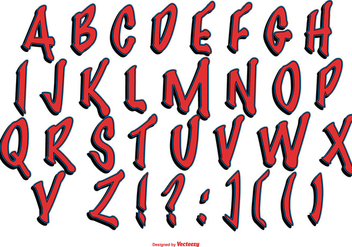 Red Grafitti Style Alphabet Collection - Free vector #443135