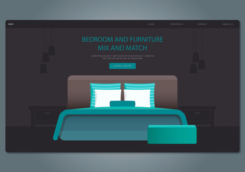 Green Headboard Bedroom and Furniture Web Interface - vector #443245 gratis
