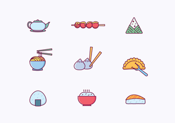 Asian Dishes Icons - бесплатный vector #443685