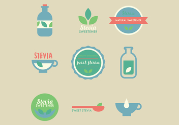 Cute Stevia Badges - vector gratuit #444175 