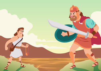 Battle Of David And Goliath - vector gratuit #444375 