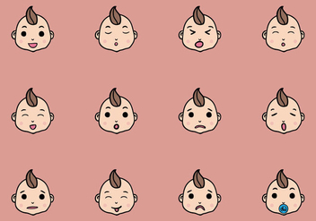 Set Of Cute Baby Emoticon Vectors - бесплатный vector #445105