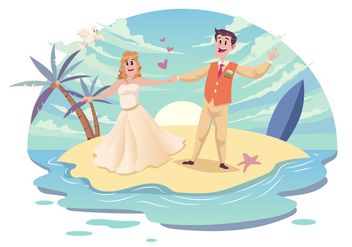 Beach Wedding Couple Vector - Kostenloses vector #445165