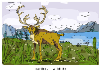 Brown Wild Caribou Background Hand Drawn Illustration - Free vector #445245