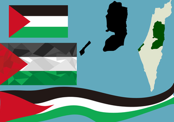 Gaza Flag and Map - vector gratuit #445265 