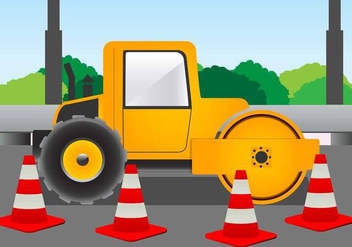 Road Roller for Construction on the Road Vector - vector gratuit #445445 
