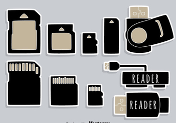 Usb Card Reader Element Icons Vector - бесплатный vector #445575