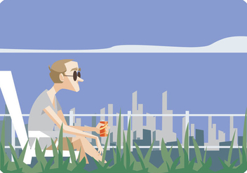 Man Sitting in Lawn Chair Vector - Free vector #445685