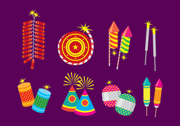 Diwali Fire Cracker Flat Icons - vector gratuit #445785 