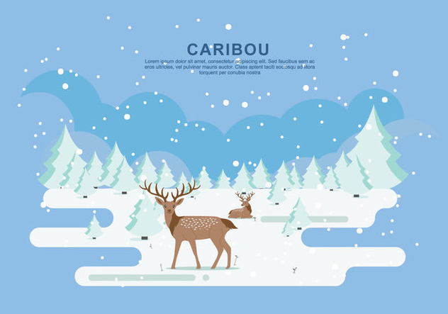 Snow Caribou Vector Flat Illustration - бесплатный vector #445935