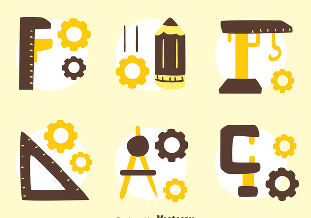 Hand Drawn Enginer Tools Collection Vector - vector gratuit #445975 