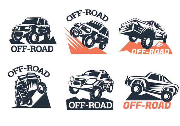 Set of Six Off-road Suv Logos on White Background - Free vector #446015