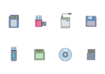 Icon Pack of External Storage Devices - Free vector #446085