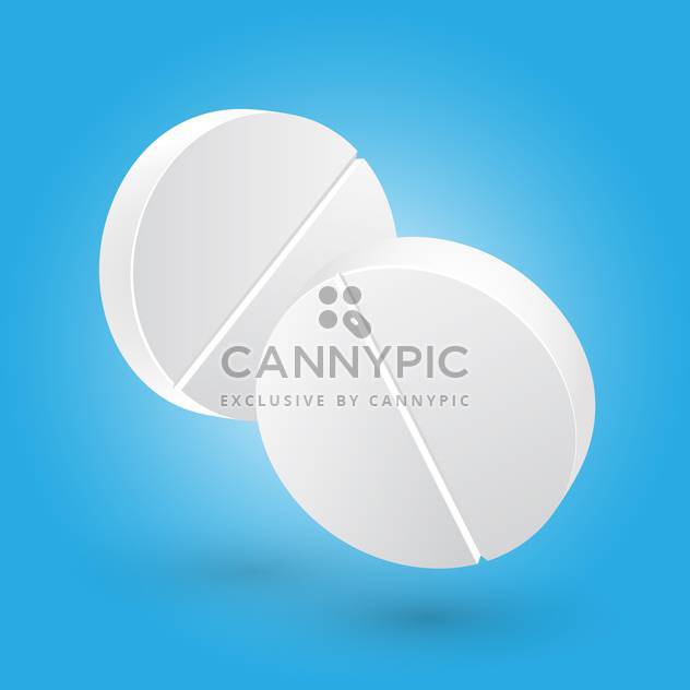 Vector illustration of two white medical pills on blue background - Free vector #125745
