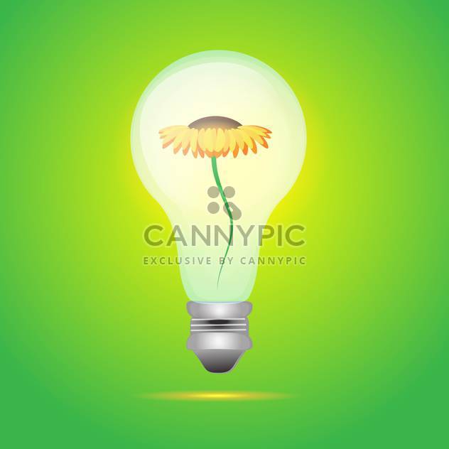 colorful illustration of yellow flower in bulb on green background - vector gratuit #126135 