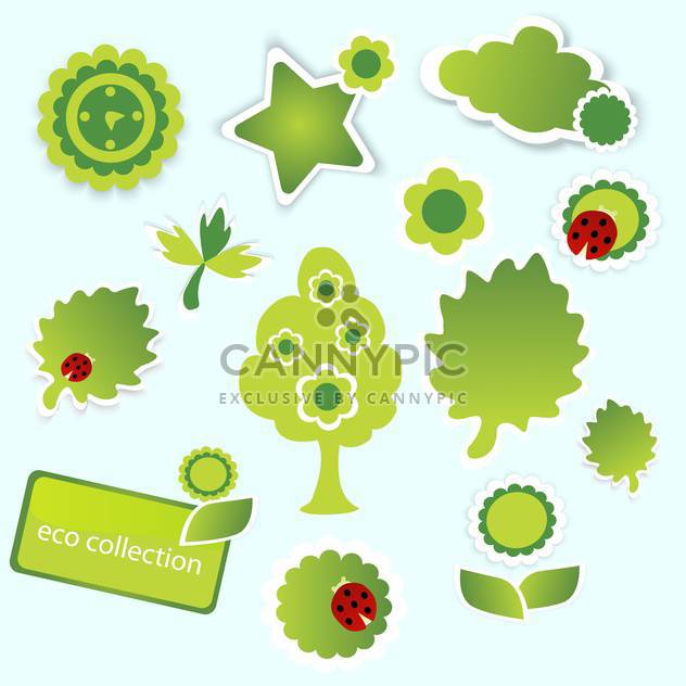 Vector illustration of green eco collection on blue background - бесплатный vector #126155
