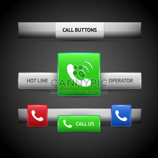 Vector illustration of call buttons for website or app on dark background - Free vector #126165