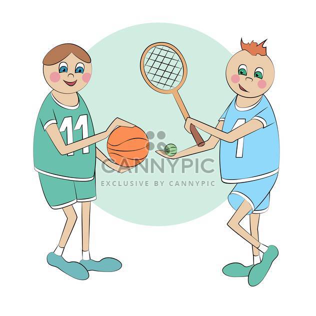 Vector illustration of two cartoon sportsmen together - Free vector #126315