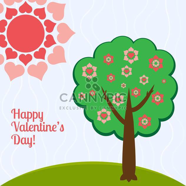Vector illustration of tree with hearts for valentine card - vector gratuit #126485 