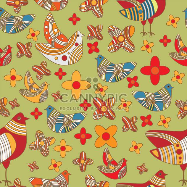 Vector colorful background with drawing birds and flowers - Kostenloses vector #126565