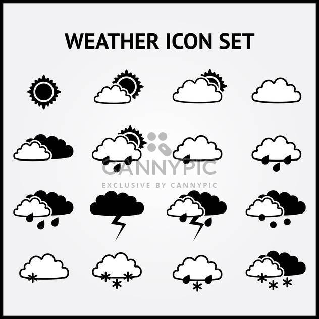 Vector set of weather black icons on grey background - Free vector #126905