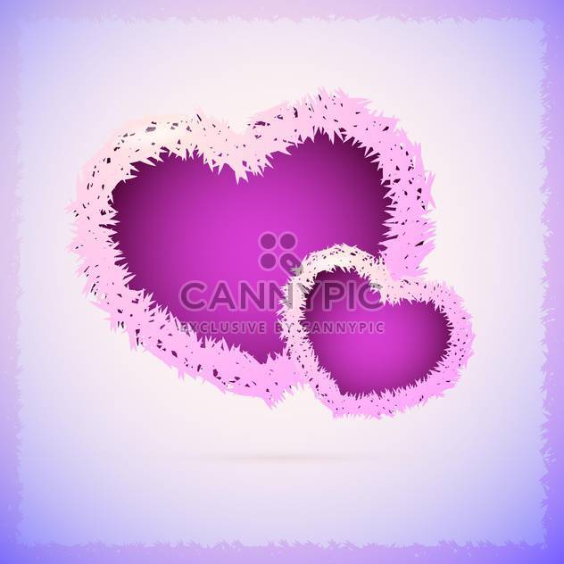 Vector background with fluffy purple hearts - vector gratuit #127035 