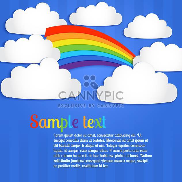 Vector background with colorful rainbow on blue sky with clouds - бесплатный vector #127105