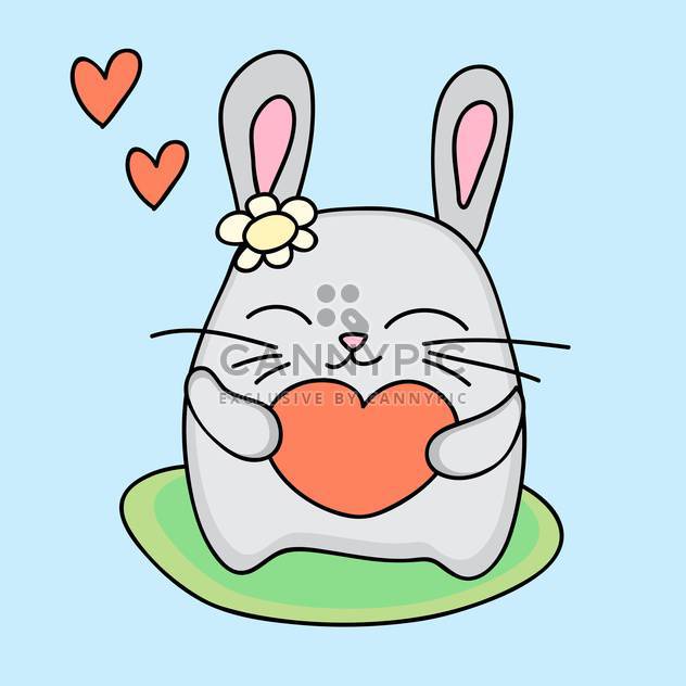 Lovely rabbit holds love heart in hands - Free vector #127265