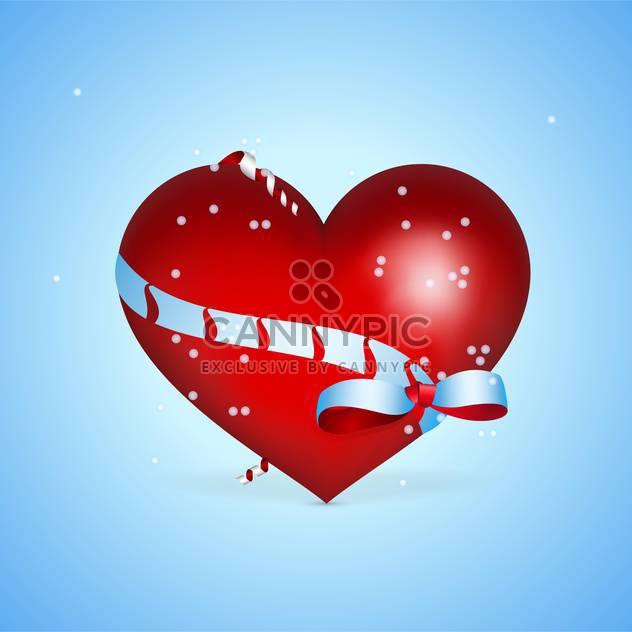 holiday background with red heart on blue background - бесплатный vector #127375