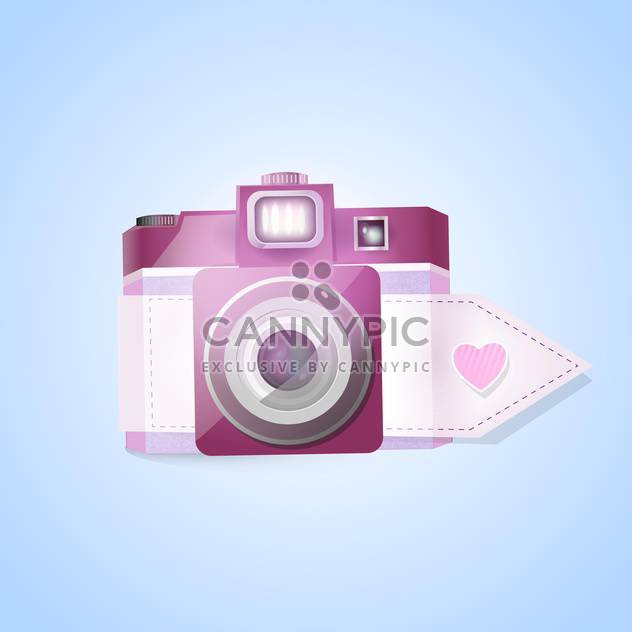 Vector photo camera for valentine's day on blue background - бесплатный vector #127555