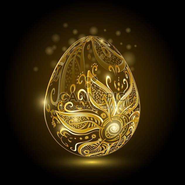 Golden easter egg with floral ornament on dark background - бесплатный vector #127595