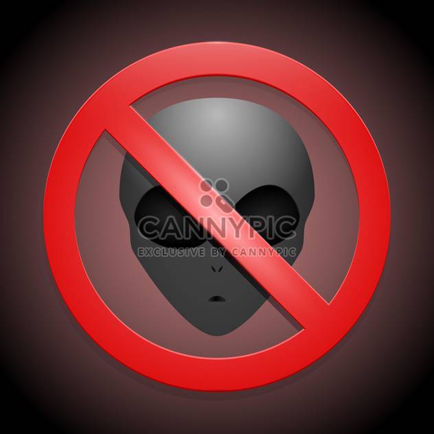Vector red color prohibitory sign with alien face on dark background - vector #127785 gratis