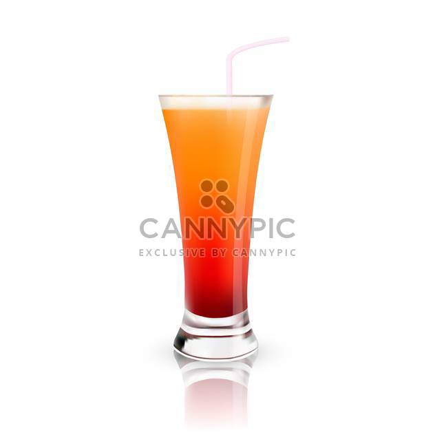 vector illustration of orange juice in glass on white background - vector gratuit #127825 
