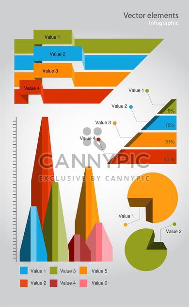 colorful infographic elements on grey background - vector #128065 gratis