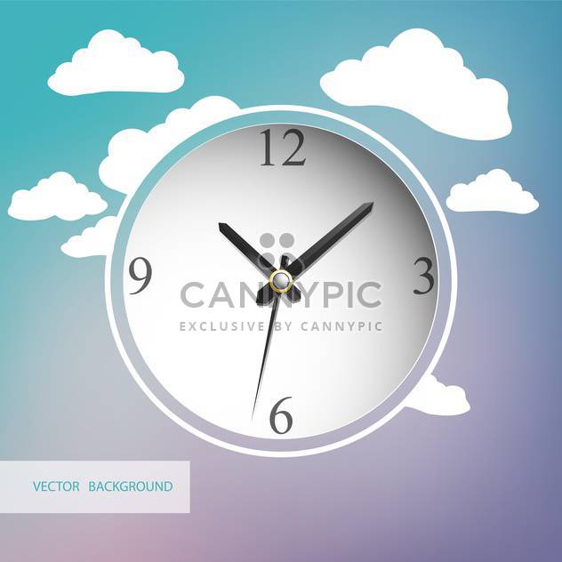 White clock with clouds on background - Kostenloses vector #128385