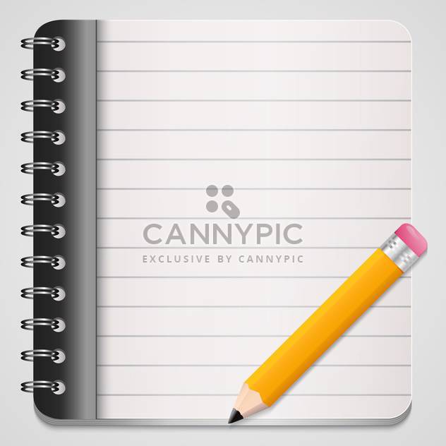 Vector illustration of yellow pencil with coil bound notebook - vector #128555 gratis