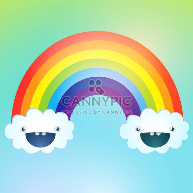 Vector symbol of rainbow and clouds in the sky - vector #128595 gratis