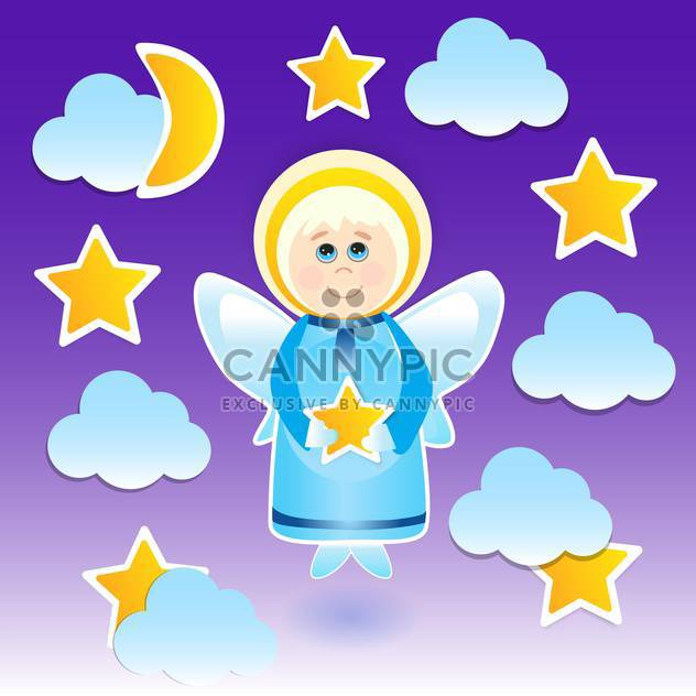 Vector illustration of angel with a star on the sky - бесплатный vector #128785