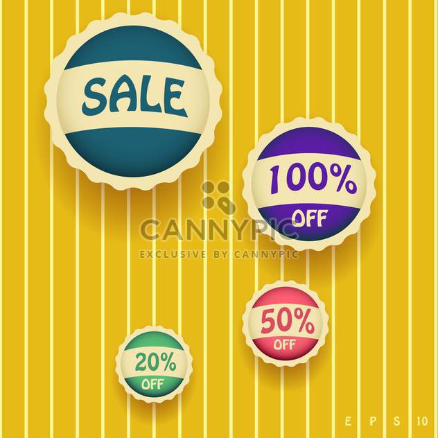 Set of vector sale labels on yellow background - Free vector #128875