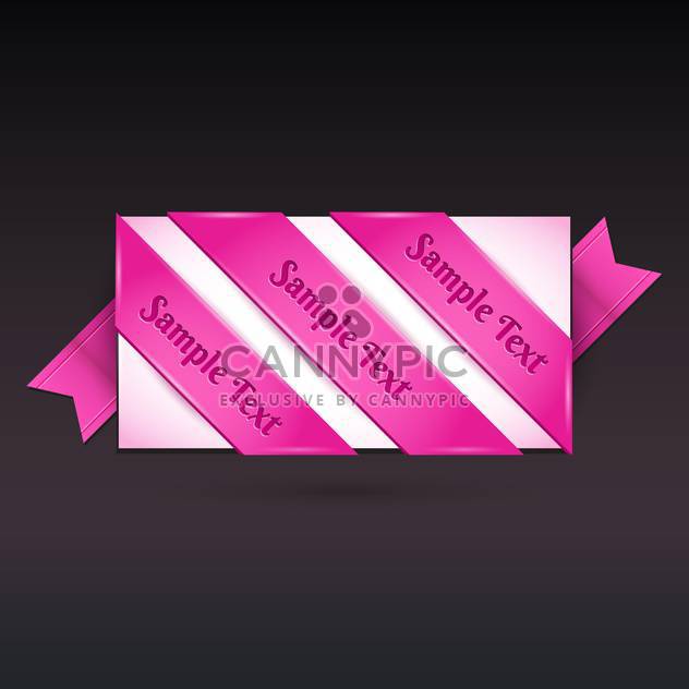 Vector greeting card with pink ribbon on black background - Free vector #129295