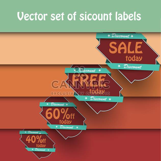 Vector set of vintage shopping sale labels on background with orange stripes - Free vector #129565