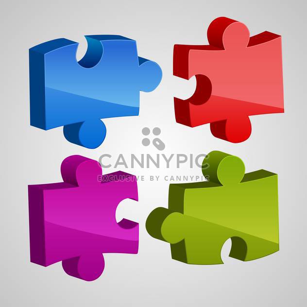 Vector set of colorful puzzles on gray background - vector gratuit #129765 