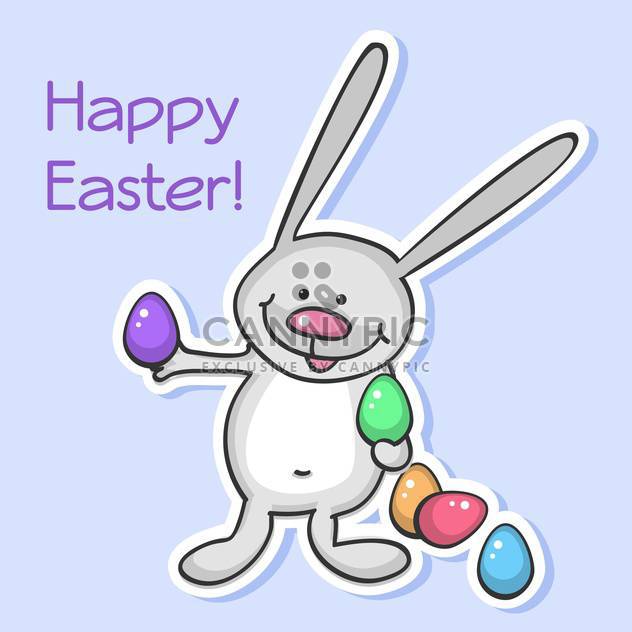 Vector illustration of Easter bunny with colorful eggs on purple background - Kostenloses vector #129905