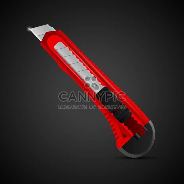 Vector illustration of a red stationery knife on black background - vector gratuit #129955 